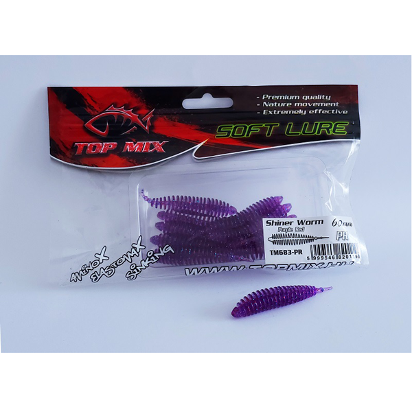 Top Mix Shiner Worm Purple Red 6cm